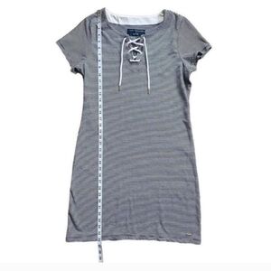 Tommy Hilfiger Nautical Lace Up Navy Blue & White Stripe Casual Dress Sz Large